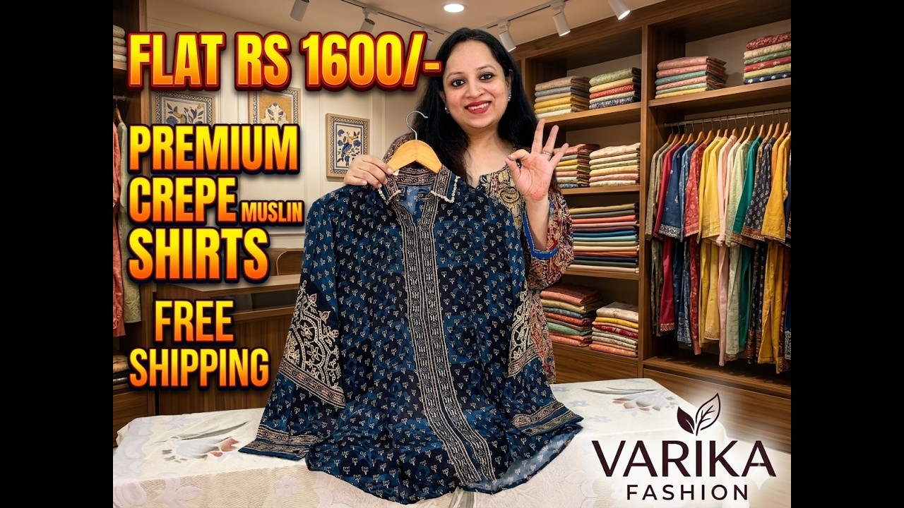 Ajrakh Printed Shirts in Crepe Fabric Shirts in muslin fabric designer Shirts in Pure crepe fabric