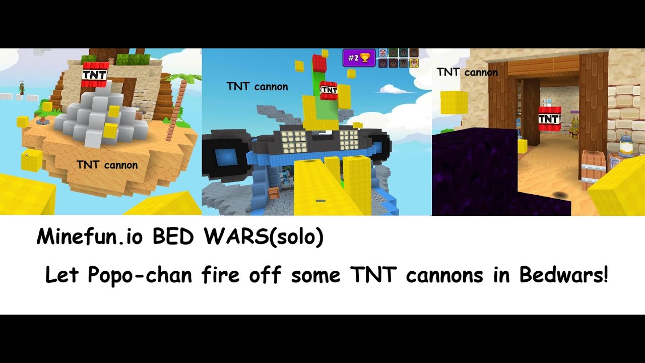 Minefun.io BED WARS(Solo)　TNT Cannon Blasts BED WARS!!　ベッドウォーズ(ソロ)でTNTキャノン爆裂!!