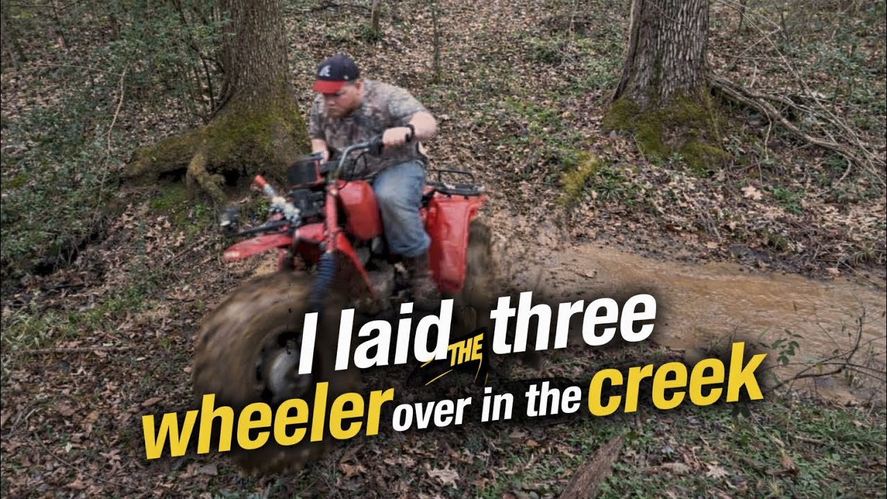 I LAID MY HONDA 250 BIG RED OVER IN THE CREEK!         (Intro to the channel!) 