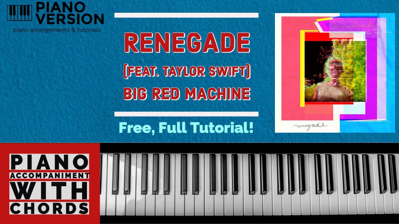 How to play RENEGADE feat. Taylor Swift by Big Red Machine, Piano tutrial with chords and melody