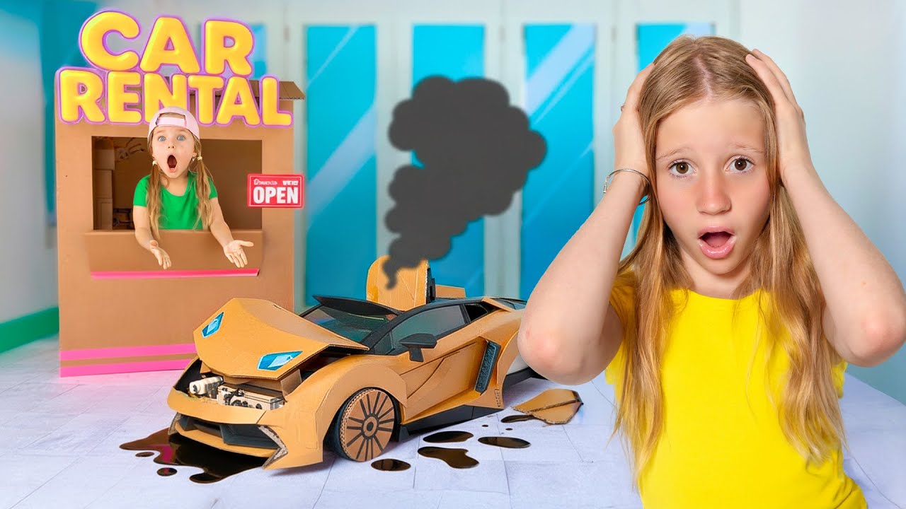 Nastya and Cardboard Cars Challenge for kids