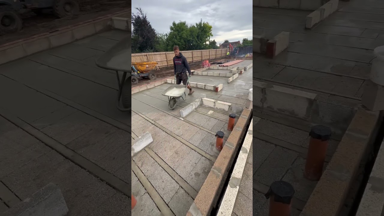 Tipping slurry ton the block and beam floor #propertydevelopment #building #property