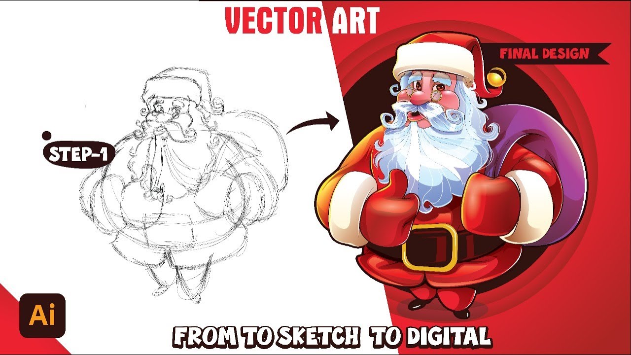 Fantastic Santa Vector Artwork in Adobe Illustrator | Speed Art
