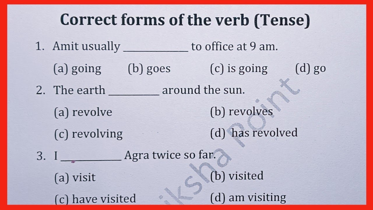 Tense practice | Correct form of the verbs | Diligent Shiksha Point |