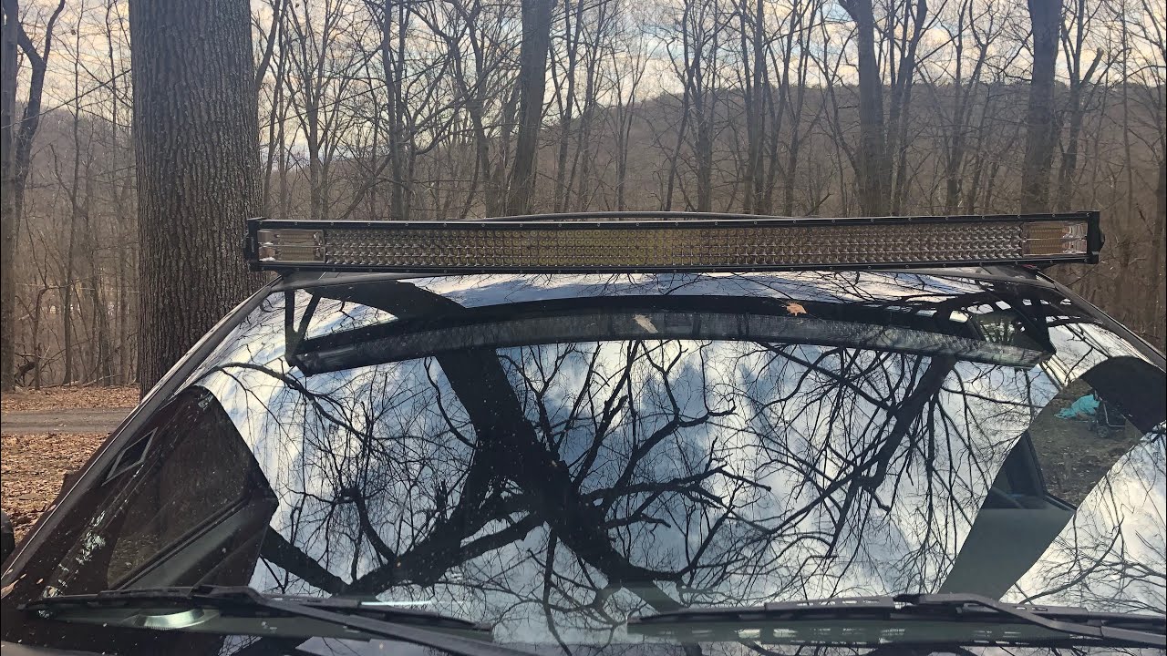 Jeep WJ 52” curved light bar install Rough country ZJ brackets