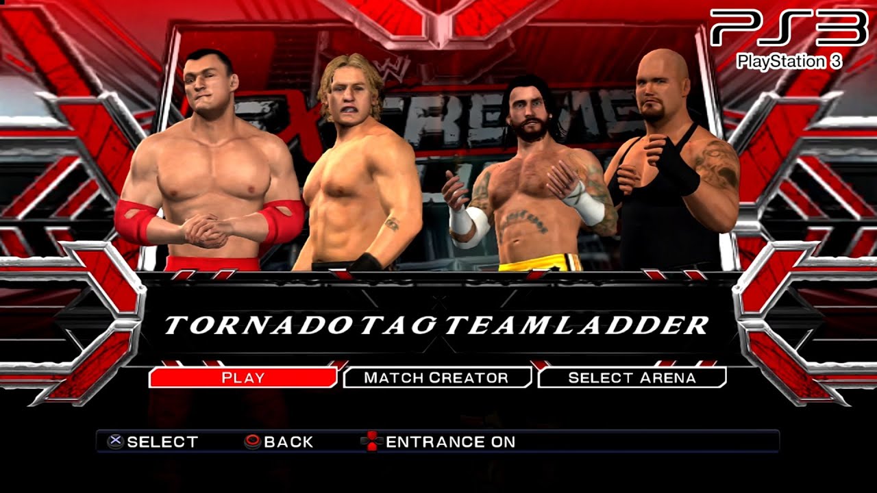 WWE SVR 2011 PS3 - WilliamRegal&VladimirKozlov VS StraightEdgeSociety - Tornado Tag Team Ladder