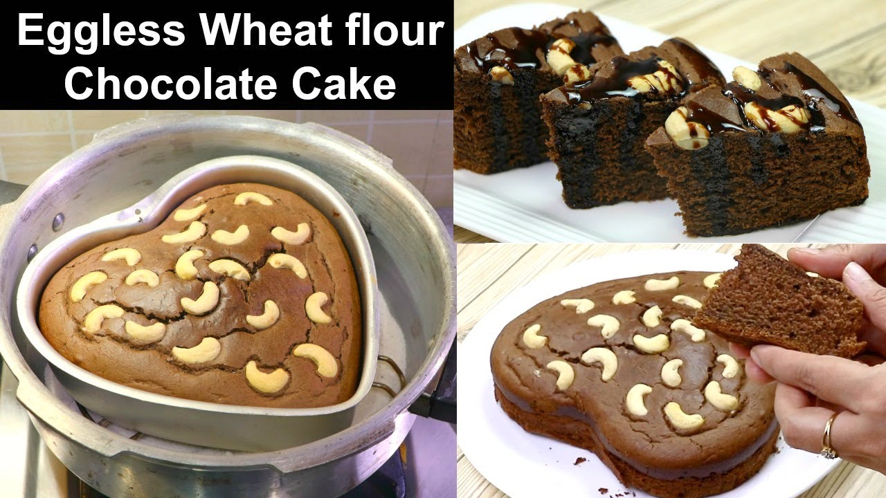 आटा केक कुकर में बिना अंडे का | Wheat Flour Chocolate Cake | Aata Cake | Eggless Chocolate Cake