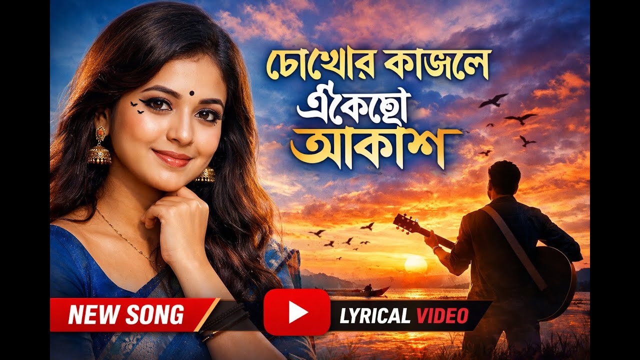 চোখের কাজলে এঁকেছো আকাশ | Romantic Bengali Song | Lyrical Video