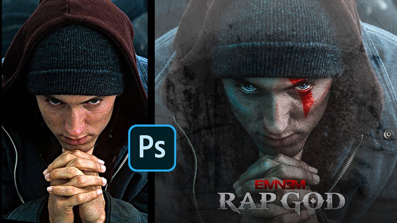 Eminem Rap God X God of War fan art in Photoshop