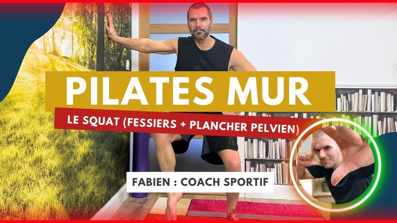 Viens tester cet exercice de Pilates au mur : le squat (fessiers + plancher pelvien)