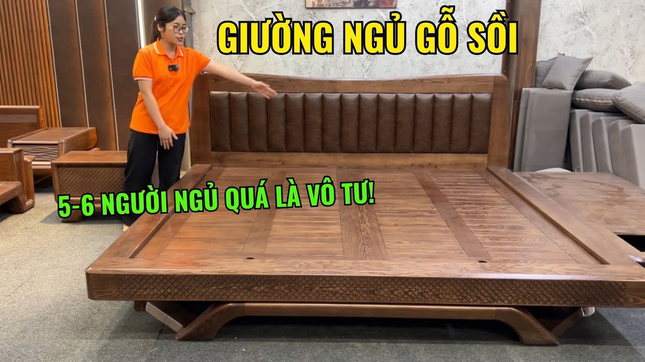 GIƯỜNG NGỦ GỖ SỒI CHÂN THUYỀN | GIƯỜNG NGỦ GỖ SỒI | NỘI THẤT PHÒNG NGỦ