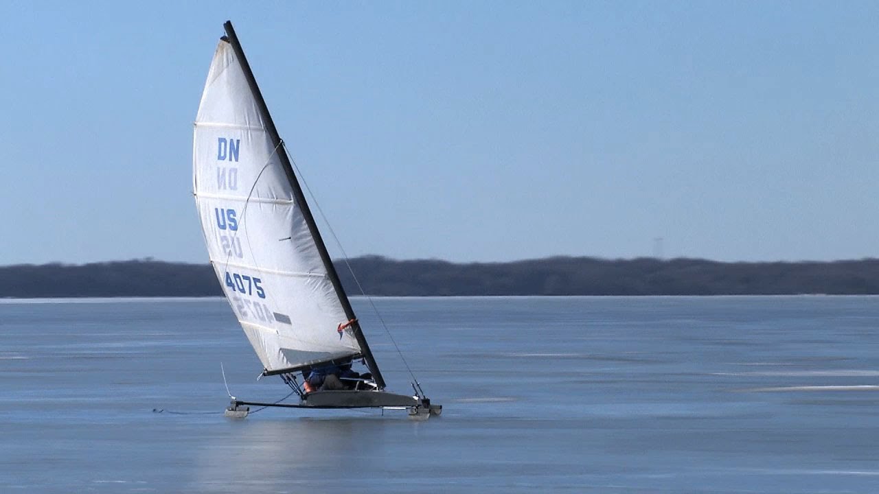 Iceboating on Clear Lake, Iowa
