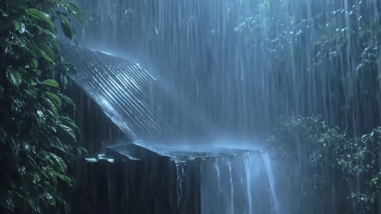 Overcome Stress to Sleep Instantly with Heavy Rain & Paramount Thunder Sounds on a Tin Roof at Night