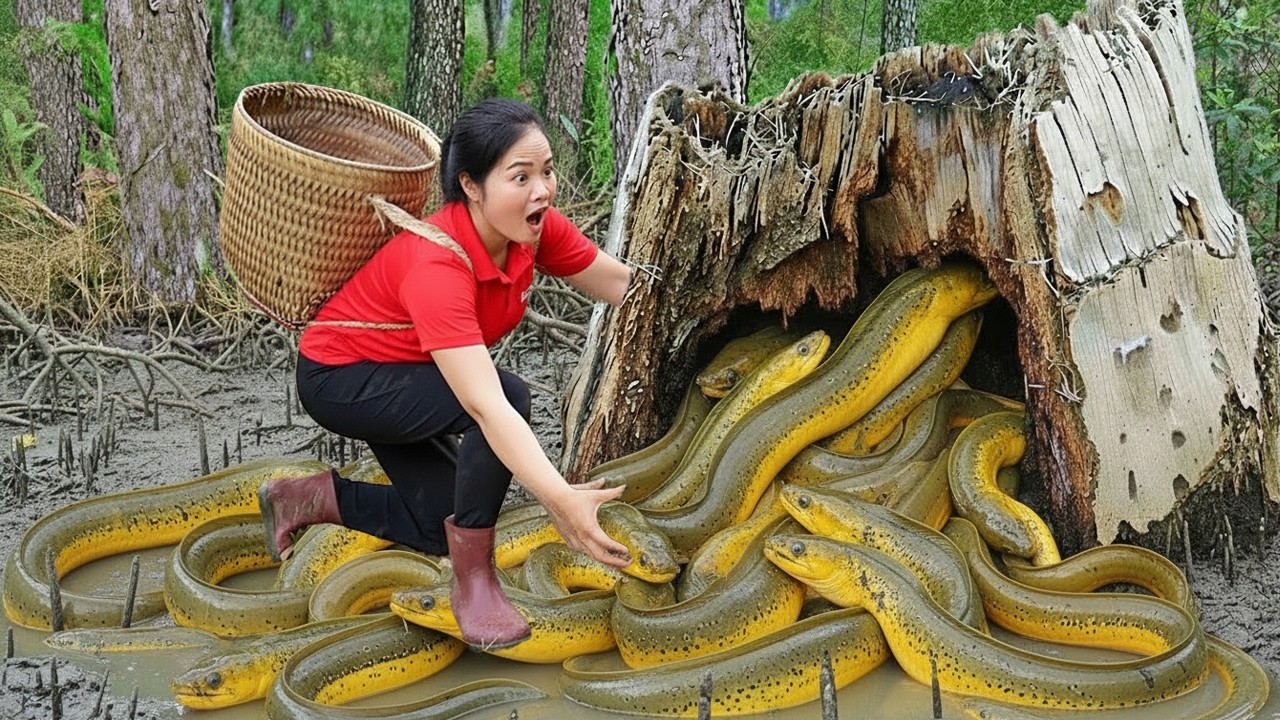 Harvest 1000+ Wild Mud Eels & Bring to Local Market | Living Close to Nature