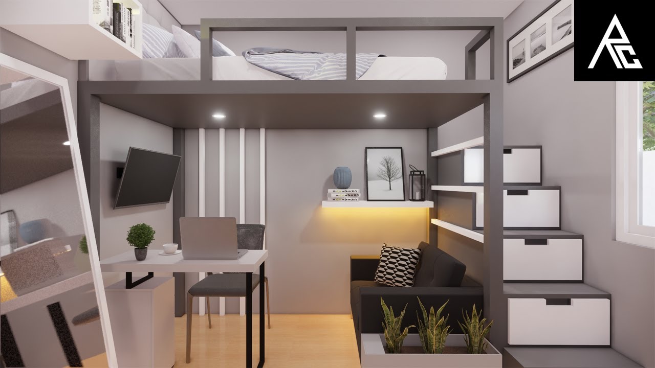 Grey Loft Bed Idea for Small Rooms
