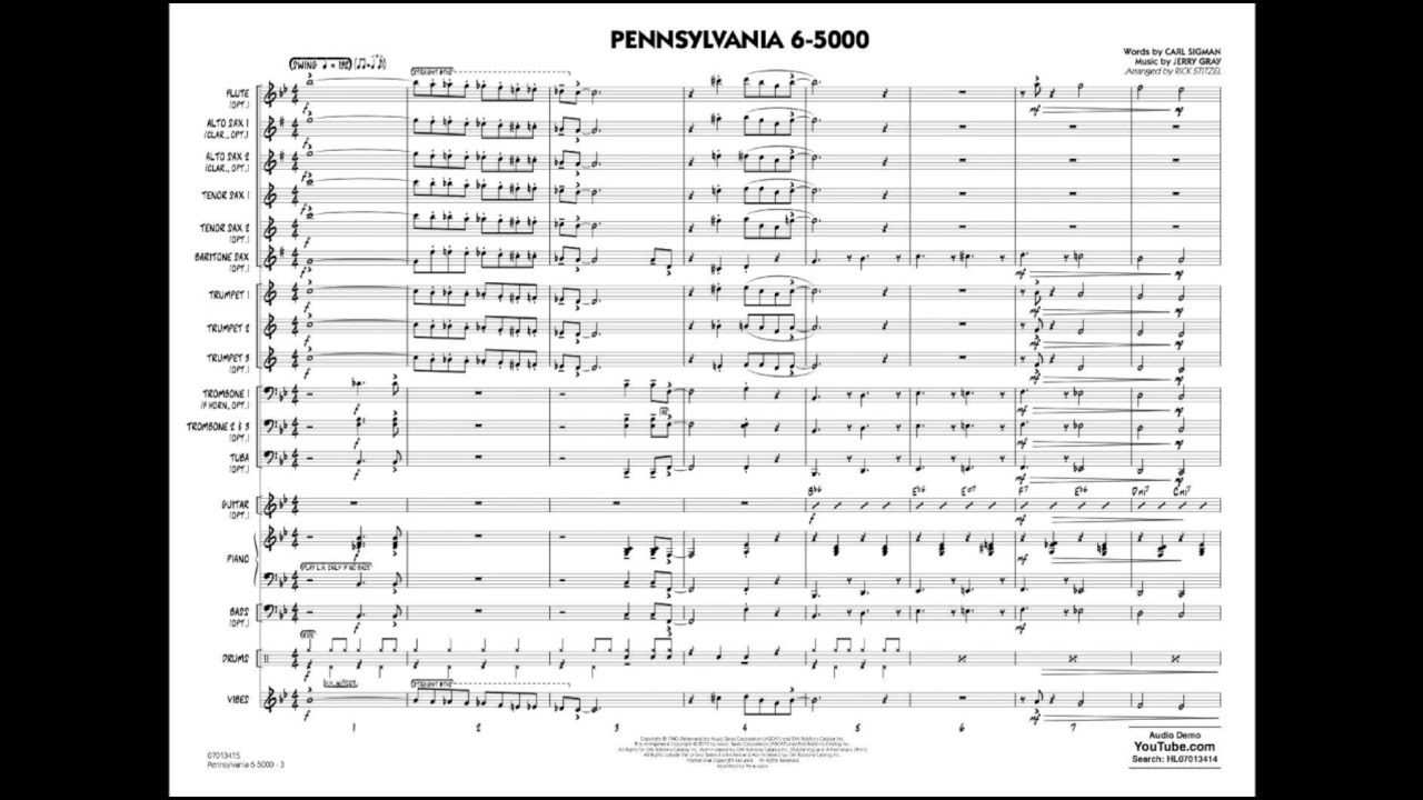 Pennsylvania 6-5000 arranged by Rick Stitzel