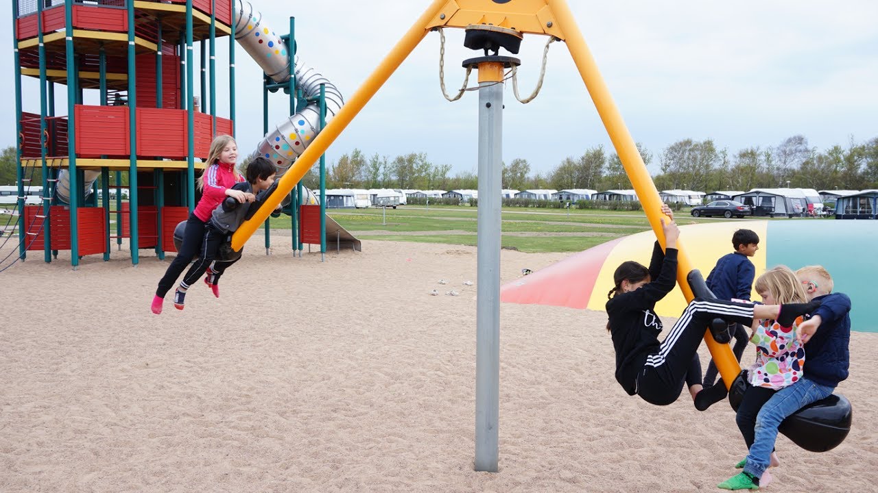 Camping Halmstad:  GIGANTIC Spinning Children Play At  Playground And Have Fun Together Hagön