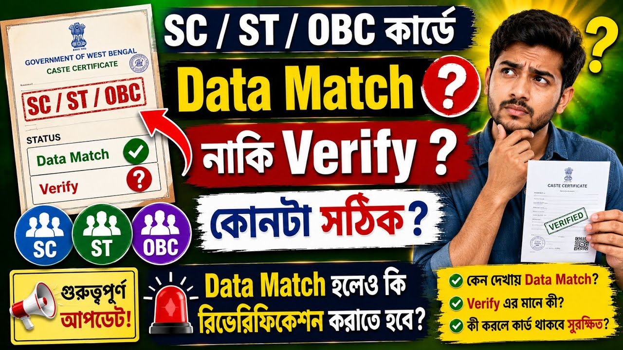 📢 SC ST OBC Card Update | Data Match হলেও কি আবার Verification লাগবে?