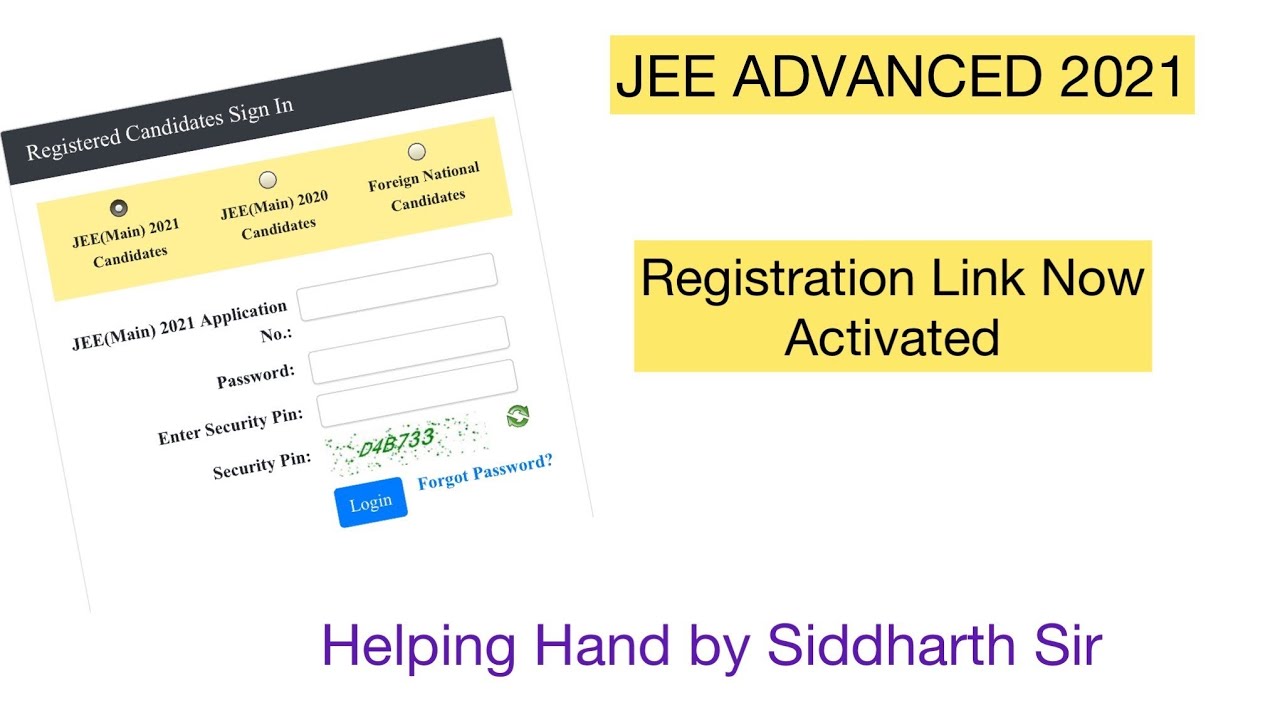 JEE advanced 2021 Registration Link Now Activated