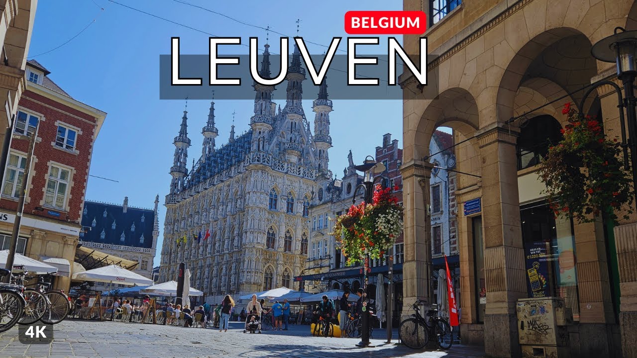Лёвен, Бельгия 🇧🇪 Удивительная осенняя прогулка 4k 60fps Пешеходная экскурсия 2023