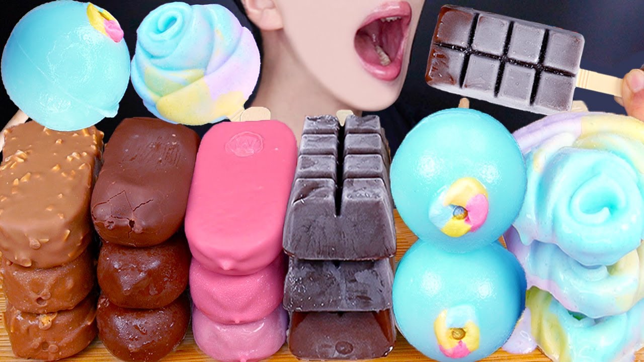 ASMR MAGNUM CHOCOLATE ICE CREAM MALTESERS TWIX NUTELLA M&M'S DESSERT MUKBANG 몰티져스 먹방咀嚼音EATING SOUNDS