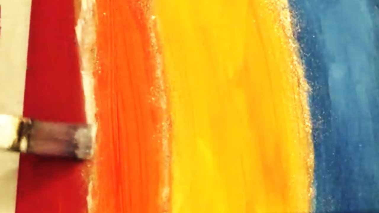 DIY Blue, Orange, Yellow, Red and Copper Glitter Abstract Wall Art #acrylicpainting