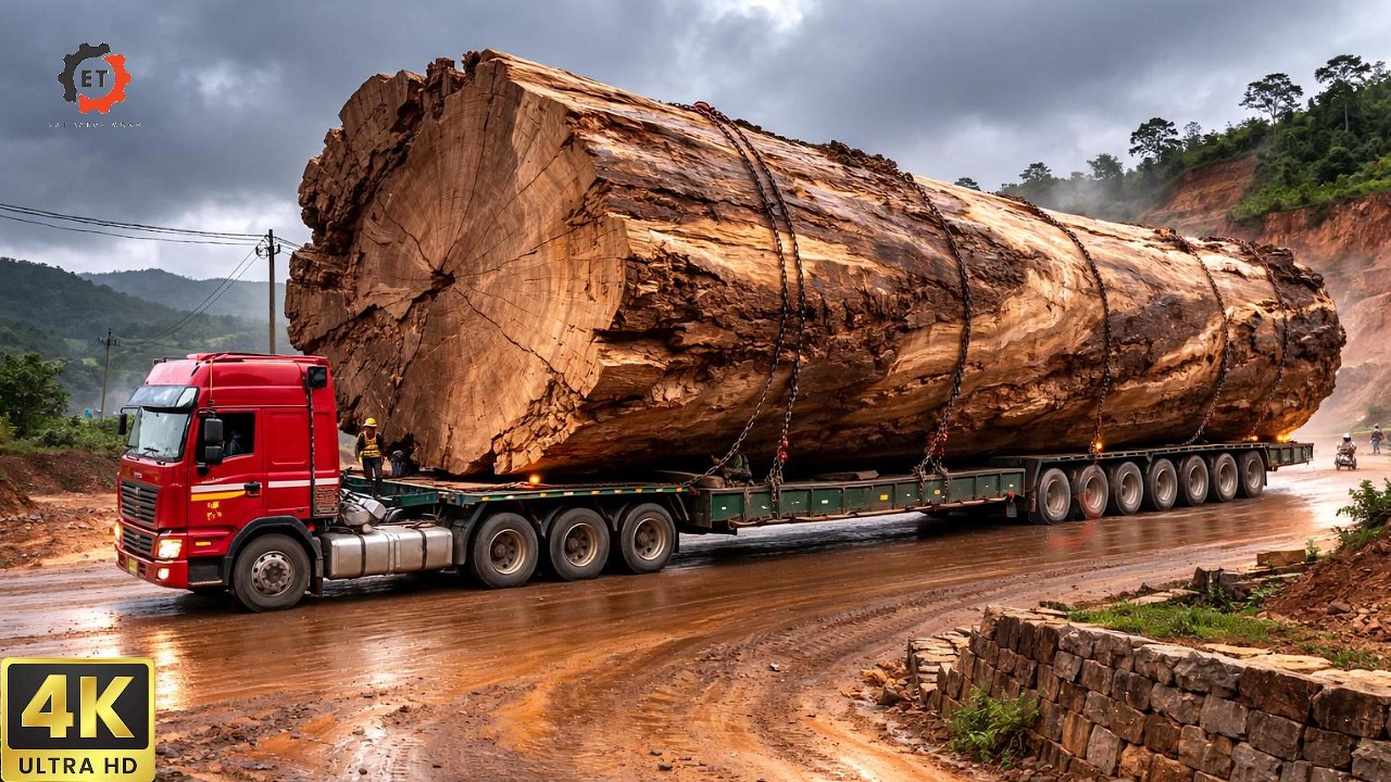 Witness Two Giant Trees Being Cut in an Extremely Satisfying Way | Extreme Wood Processing