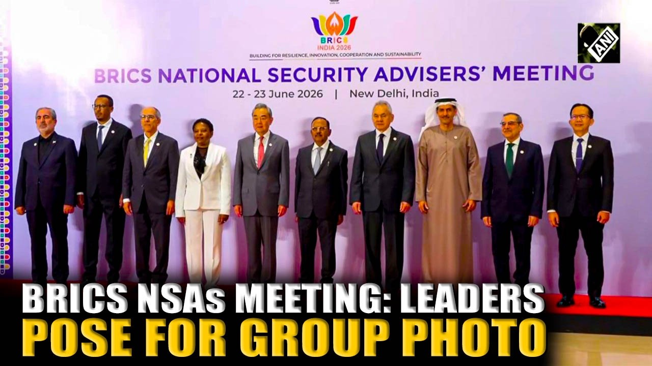 Watch! Leaders pose for a group photograph at the 16th BRICS National Security Advisers' Meeting