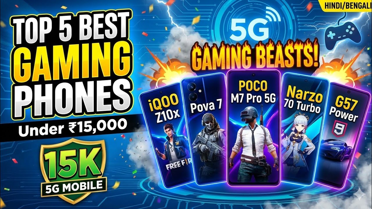 Top 5 Best 5G Gaming Phones Under ₹15,000 (March 2026) | 144Hz & 90 FPS! 🚀