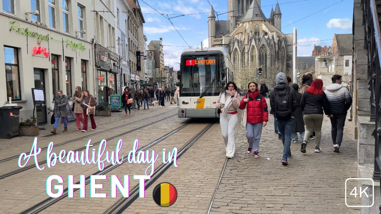 Ghent Belgium walking tour (4k/60fps)