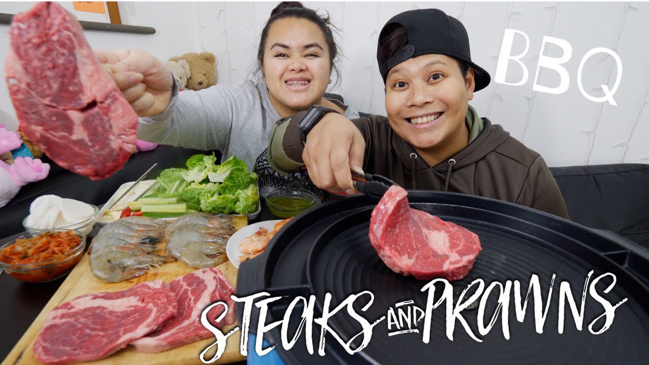 Steak & Prawns Mukbang Korean BBQ style