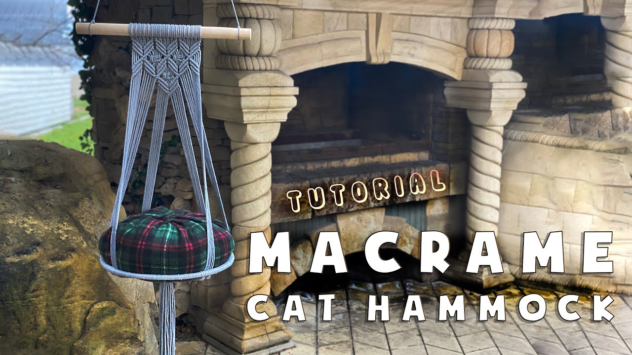 Macrame Hanging Bed Holder for Cats / Macrame Cat Hammock1