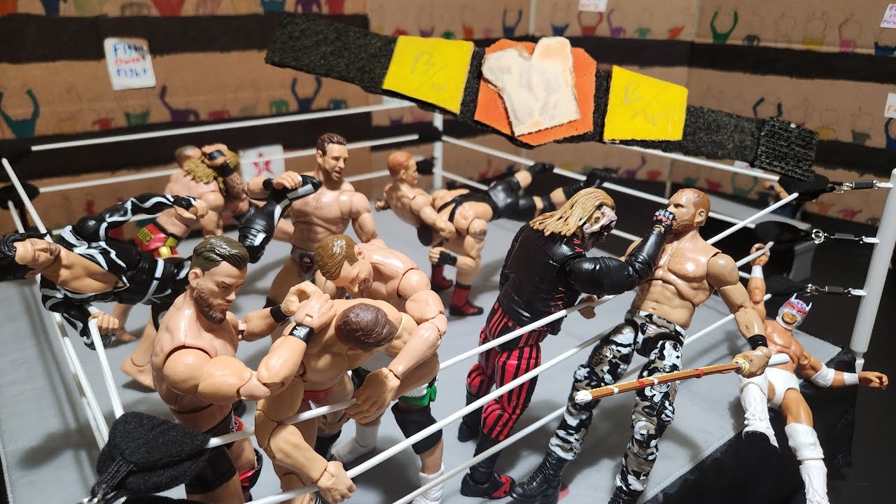 12 man battle royale for the Bread Wrestling Championship | WWE action figure match 