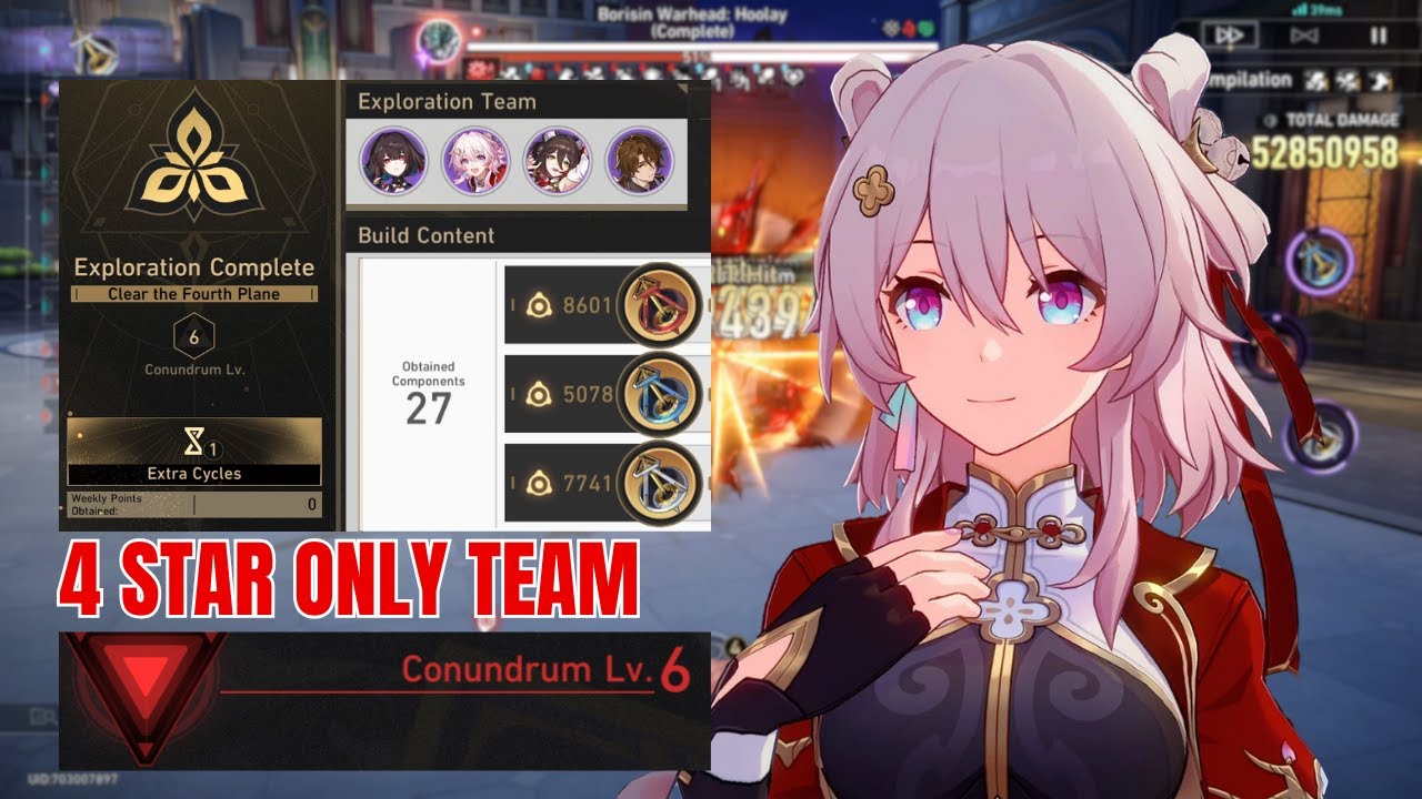 4 STARS ONLY RUN 4th Plane Clear Conundrum Lv. 6 | SU Unknowable Domain
