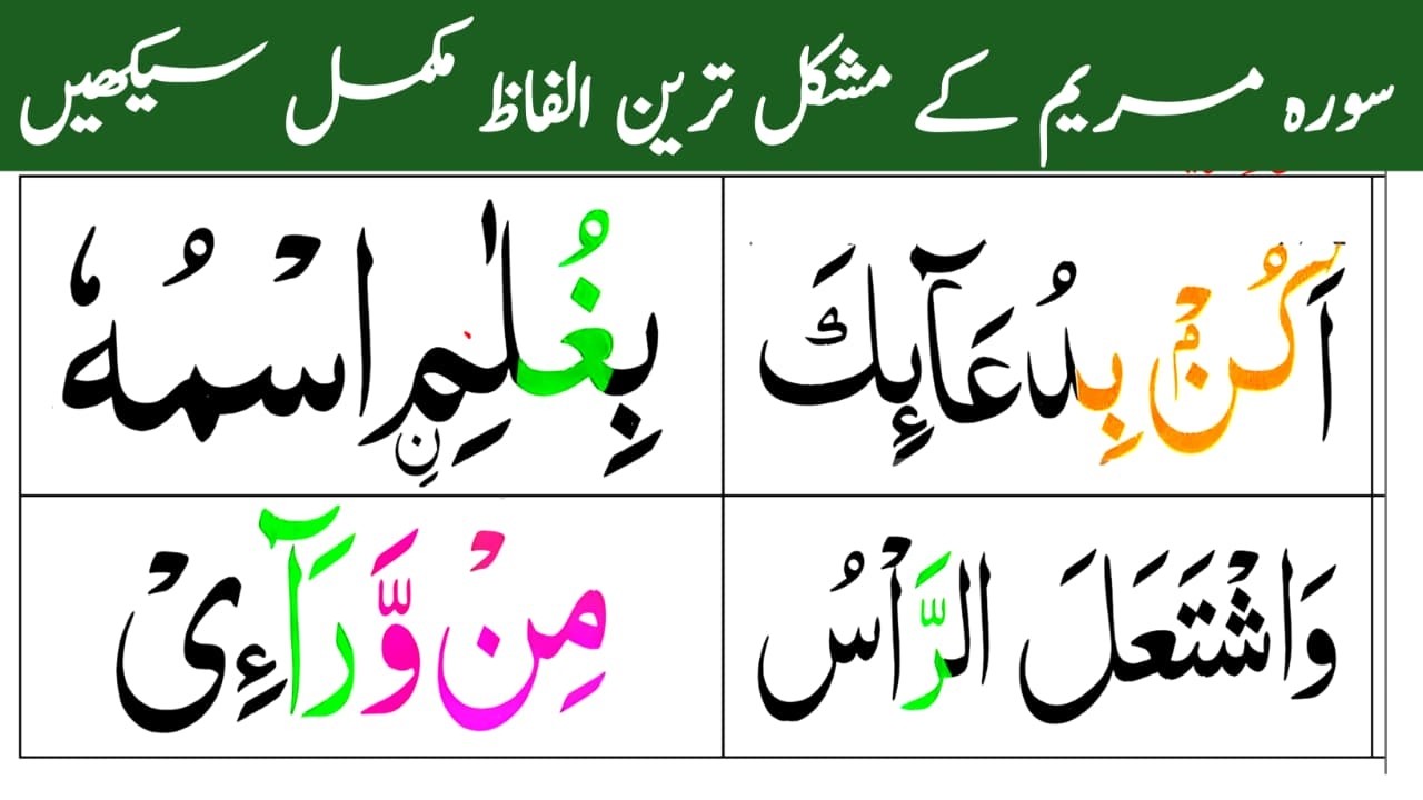 Full Most Difficult Words of Qur'an |  Surah Maryam Word by Word with Tajweed