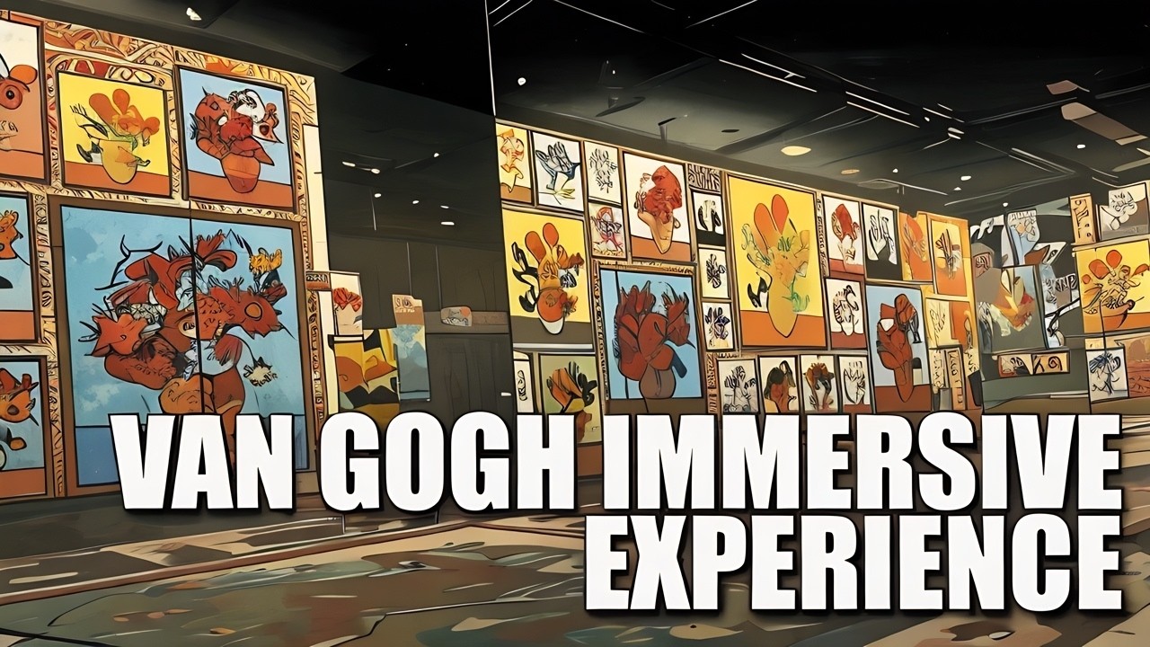 A touring art exhibition that uses large‑scale projections, music, and sometimes virtual reality