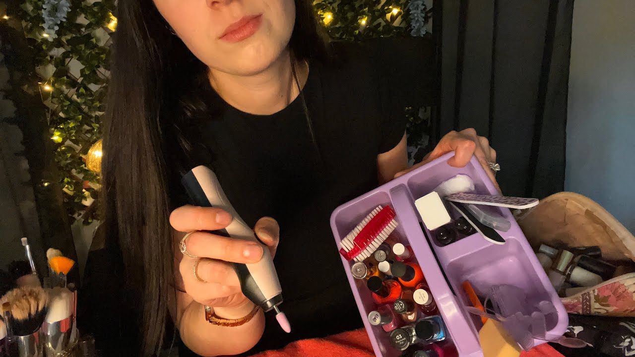 ASMR Doing Your Nails | Realistic Manicure (brushing, filing, water, rummaging) Wedding Series Pt 5