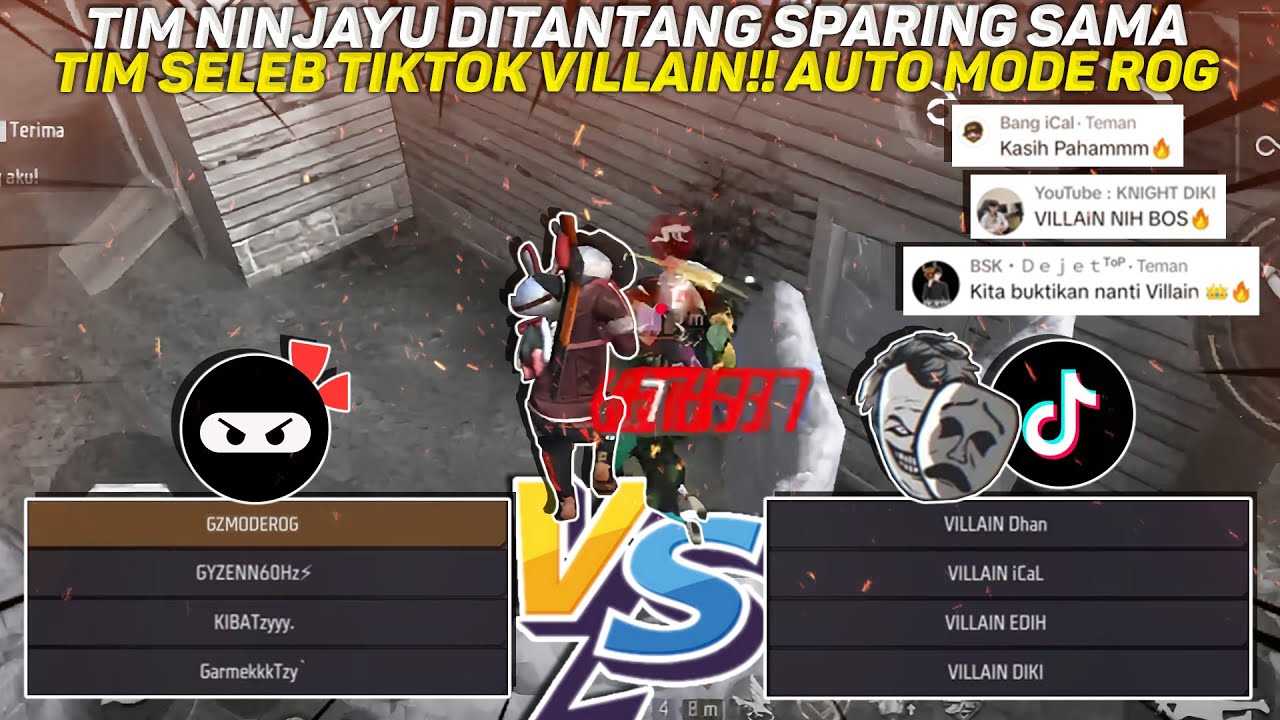 TIM NINJAYU DITANTANG SPARING SAMA TIM SELEB TIKTOK VILLAIN!! AUTO KASIH MODE ROG 🥶