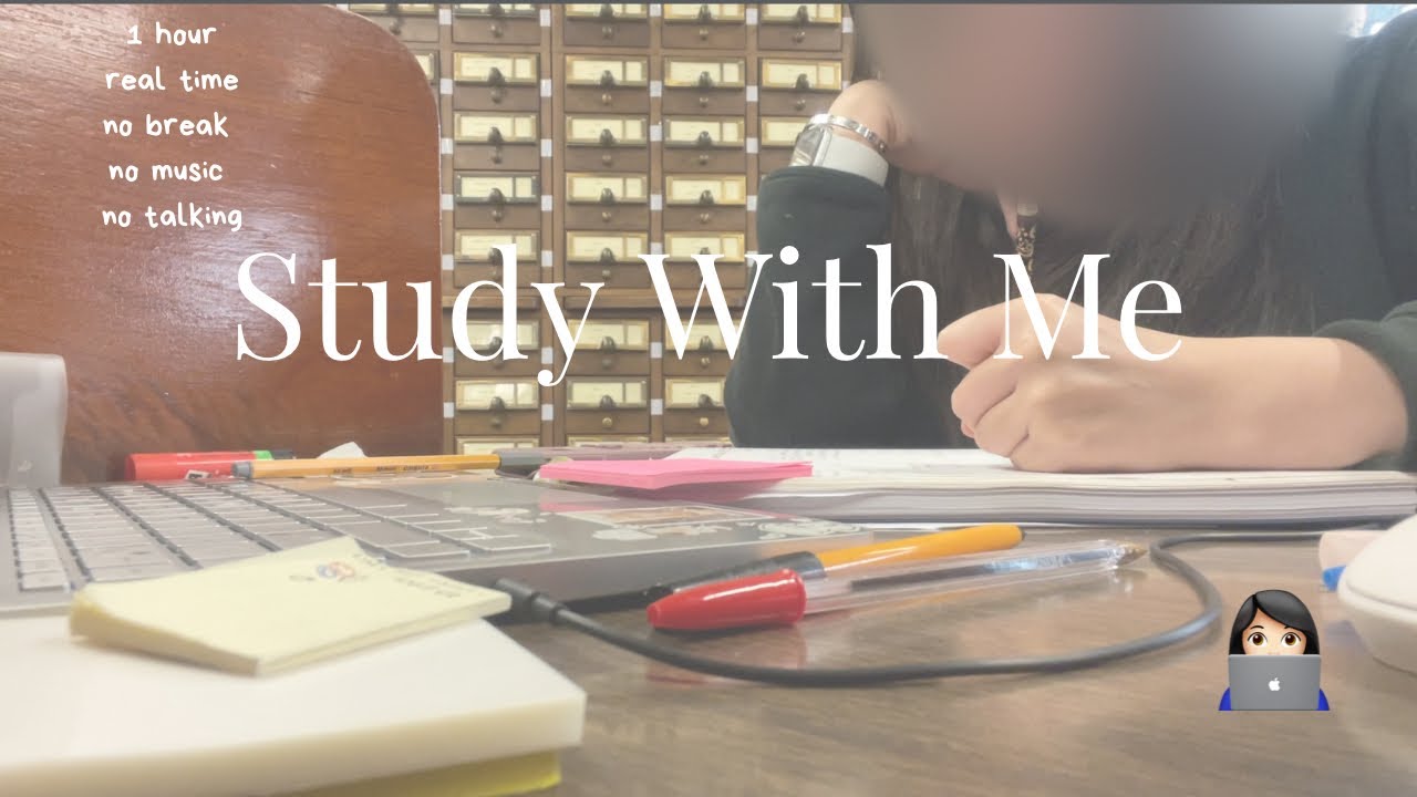 Study With Me 👩🏻‍💻 1 hour 👩🏻‍💻 *no music / no break / no talking*