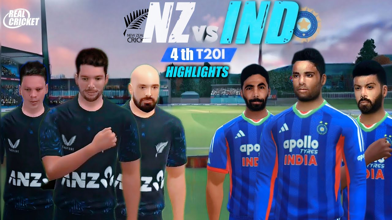 4th T20i 🏏 | IND vs NZ | HIGHLIGHTS | Enhanced Graphics✨️ | Last over Drama🍿 #realcricket 