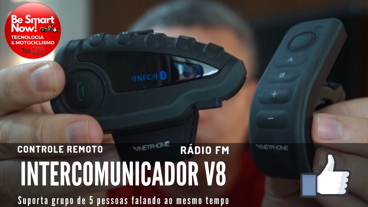 Intercomunicador V8: intercomunicador bluetooth para motociclista com controle remoto!