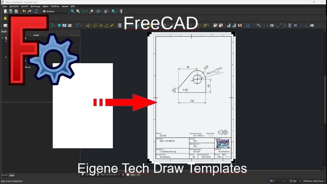 FreeCAD Tutorial 5  - Tech Draw Templates