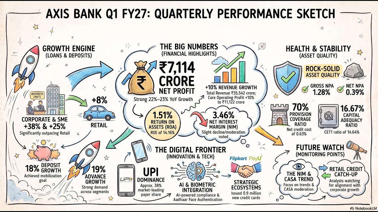 Axis Bank Q1 FY27 Results | Axis Bank Q Results Marathi | Deposit, Profit, NPA आणि Management Update