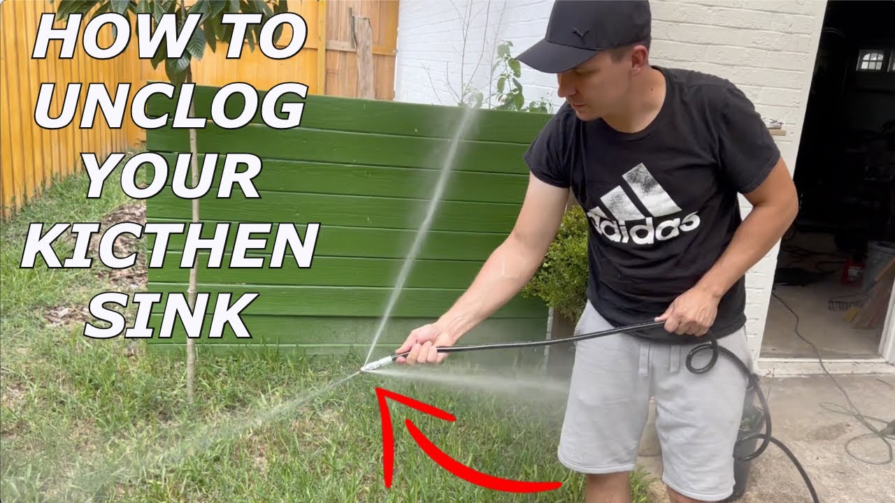 UNCLOGGING my kitchen sink with a PRESSURE WASHER &  Sewer Jetter Kit (w/ BEFORE & AFTER result)