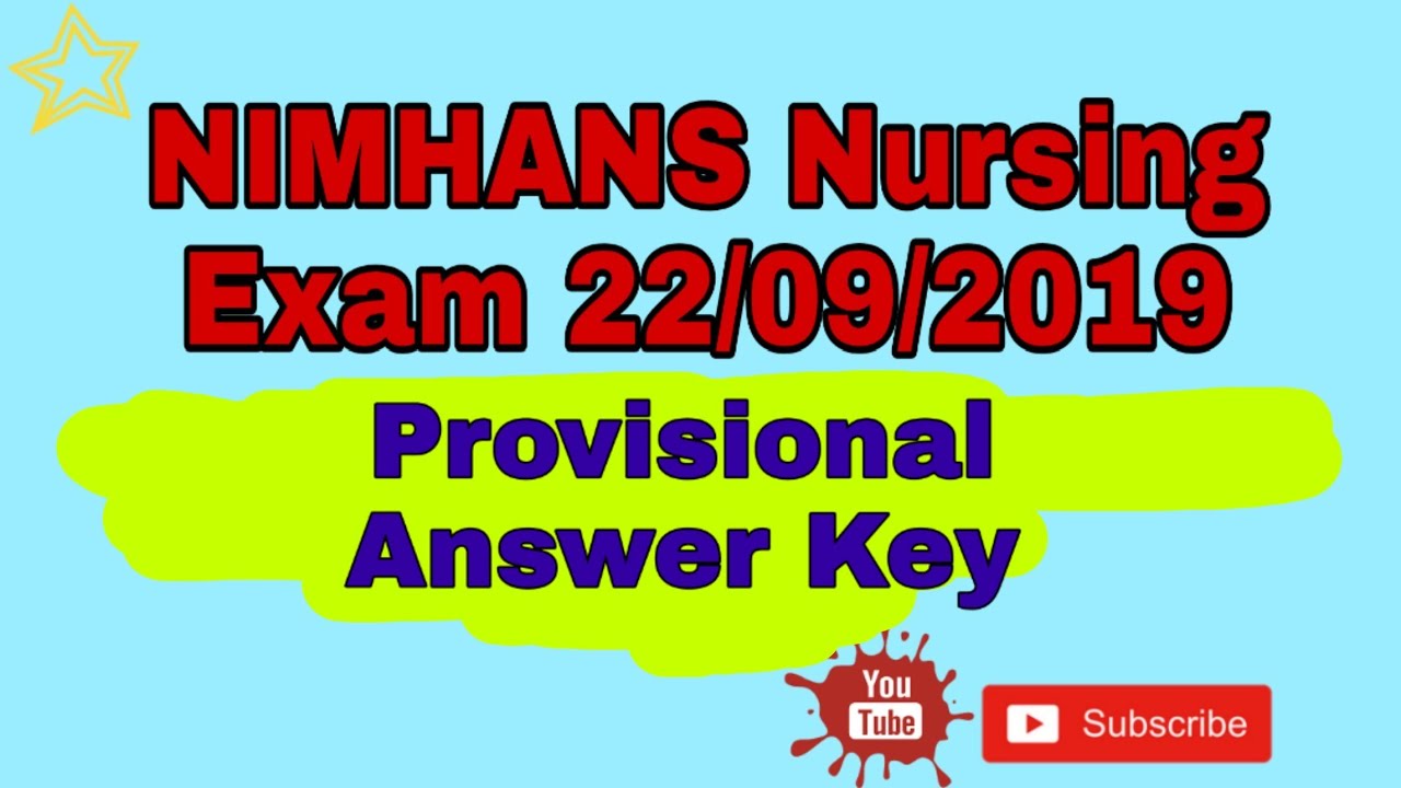 NIMHANS Nursing Exam 22 09 2019 Provisional Answer Key