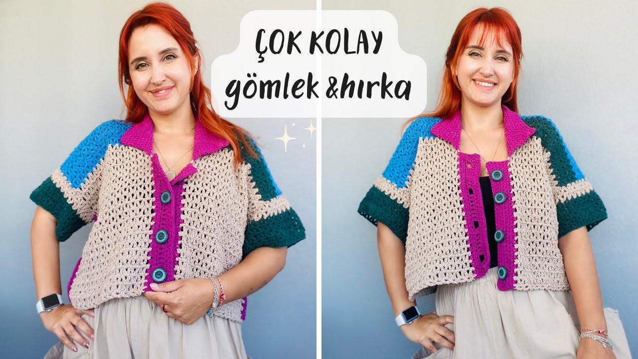 TIĞ İŞİ KOLAY GÖMLEK HIRKA YAPIMI ✨ PİNTEREST İLHAMIYLA 🧶 CROCHET SHIRTS & CARDIGAN PATTERN