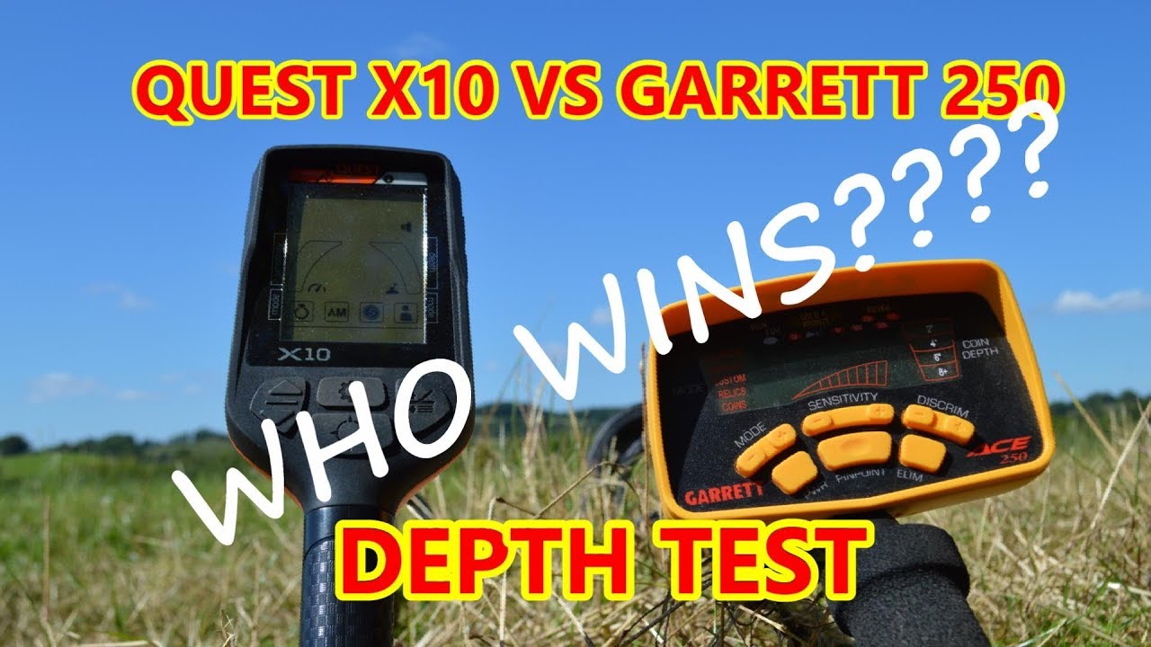 QUEST X10 V's GARRETT ACE 250, metal detecting uk