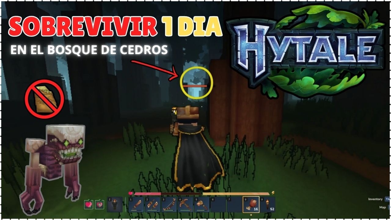 SOBREVIVIR 1 DIA y 1 NOCHE en EL BOSQUE DE HYTALE con ARMADURAS y ARMAS de COBRE - SIN DORMIR.