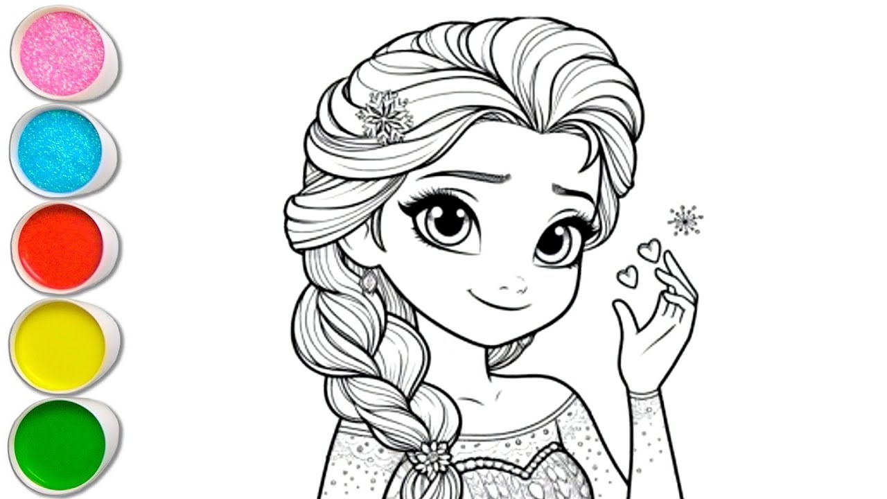 Cute Elsa Frozen Drawing for kids, Painting & Coloring for kids, Toddlers | Let's Draw Together