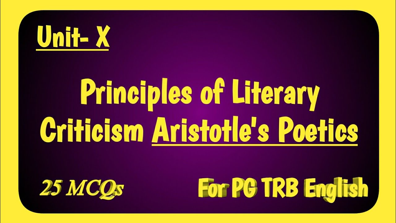 Aristotle's Poetics MCQ | PGTRB English MCQ Videos|